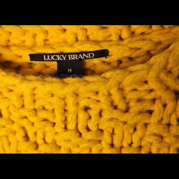 Lucky Brand Women's Cropped Knit Wool Sweater - Bright Yellow Size Medium - Picture 5 of 9